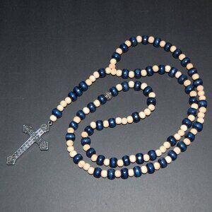 Rosary Necklace,Wood Rosary Necklace,Cross Necklace,Wooden Beaded Necklace